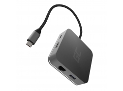 Sovitin HUB USB-C Green Cell 6 in 1 (3xUSB 3.0 HDMI 4K Ethernet) varten Apple MacBook Pro, Air, Asus, Dell XPS, HP, Lenovo X1