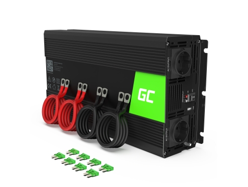 Invertteri Green Cell ® -invertterijännitemuuntaja 12V - 230V 3000W / 6000W Puhdas siniaalto USB