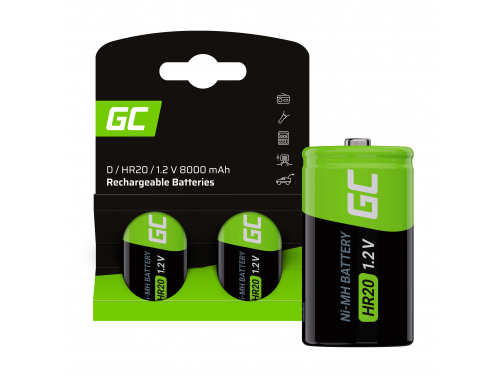 Green Cell Batterie Akku 2x D R20 HR20 Ni-MH 1.2 V 8000 mAh