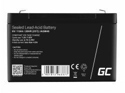 AGM GEL Batterie 6V 15Ah Blei Akku Green Cell Wartungsfreie für Alarm und Beleuchtung