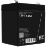 Green Cell® AGM VRLA 12V 4.5Ah huoltovapaa akku UPS:lle UPS:lle keskeytymättömät virtalähteet