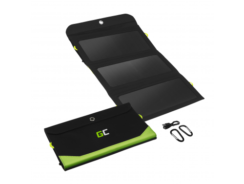 Aurinkolaturi Green Cell GC SolarCharge 21W - Aurinkopaneeli 10000 mAh tehopankkitoiminnolla USB-C Power Delivery 18W USB-A QC