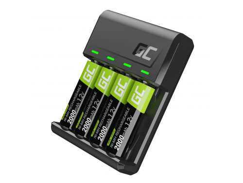Aseta Green Cell GC VitalCharger -laturi ja 4x AA 2000 mAh: n Ni-MH-akut