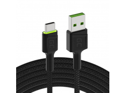 Kaapeli USB-C Tyyppi C 2m LED Green Cell Ray pikalatauksella, Ultra Charge, Quick Charge 3.0
