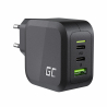 Green Cell Verkkovirtalaturi 65W GaN GC PowerGan MacBookille, iPhonelle, tabletille, Nintendo Switchille - 2x USB-C, 1x USB-A