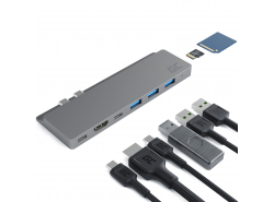 Sovitin HUB USB-C Green Cell 8in1 (Thunderbolt 3 HDMI USB SD microSD) varten MacBook Pro 13"-15" 2016-2019 MacBook Air 2018/2019