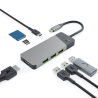 Sovitin HUB GC Connect 7in1 (3xUSB-A 3.1 HDMI 4K 60Hz USB-C PD 85W) varten Apple MacBook M1/M2 Lenovo X1, Asus ZenBook, Dell XPS