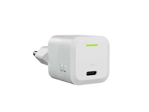 Green Cell Valkoinen Verkkovirtalaturi 33W GaN GC PowerGan MacBookille, iPhonelle, tabletille, Nintendo Switchille – 1x USB-C PD