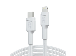 Kaapeli Valkoinen USB-C – Lightning MFi 1m Green Cell Power Stream, pikalatauksella Power Delivery Apple iPhoneen