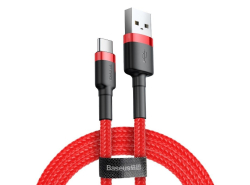 Baseus Cafule USB - USB-C -kaapeli, 2A, 200 cm, Quick Charge 3.0, Tiedonsiirto 480 Mb/s, Vahva nailonpäällyste, Punainen väri