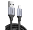 UGREEN USB-C -kaapeli 300 cm, Pikalataus Quick Charge 3.0, Korkea kestävyys, Musta-hopea