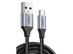 UGREEN USB-C -kaapeli 300 cm, Pikalataus Quick Charge 3.0, Korkea kestävyys, Musta-hopea