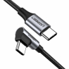 USB-C-USB-C-kaapeli, kulmikas UGREEN US255.3A, 60W, 0,5m (schwarz)