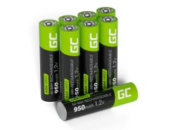 8x Paristot AAA R3 950mAh Ni-MH Ladattavat Akut Green Cell