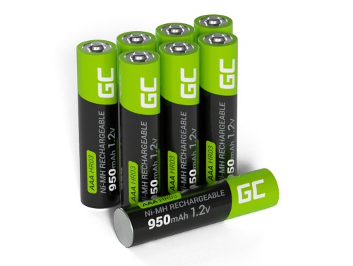 8x Paristot AAA R3 950mAh Ni-MH Ladattavat Akut Green Cell