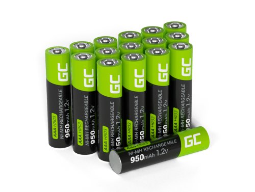 16x Paristot AAA R3 950mAh Ni-MH Ladattavat Akut Green Cell