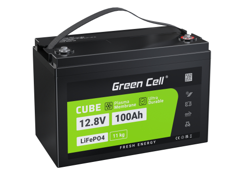 Green Cell LiFePO4 akku 100Ah 12.8V 1280Wh Litium-rautafosfaatti purjeveneisiin, aurinkosähköihin, matkailuvaunuihin