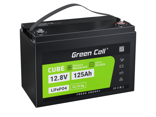 Green Cell LiFePO4 -akku 125Ah 12.8V 1600Wh Litium-rautafosfaatti veneisiin, matkailuautoihin, aurinkoenergiaan, verkkoon