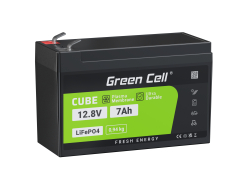 Green Cell LiFePO4 7Ah 12.8V 89.6Wh litiumrautafosfaattiakku UPS:lle, leluille, valvontaan