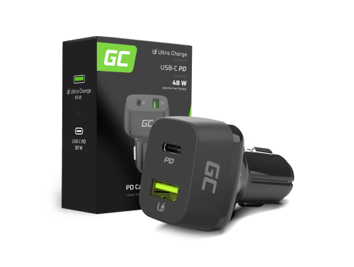 Green Cell Autolaturi 48W Power Delivery virransyöttö Quick Charge 3.0 - USB-C, USB-A