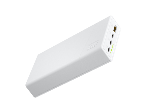 Green Cell PowerPlay20s Valkoinen Power Bank 20000mAh 22,5W PD USB C pikalatauksella iPhone 15 14 13 12 11 X, Samsung Galaxy S24