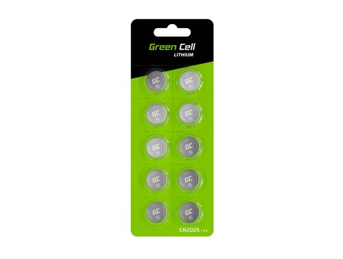 10x Green Cell CR2025 Litium Pastilliparistot 3V 160mAh