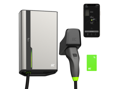 Green Cell GC HabuDen Wallbox 22kW 32A 5m NFC kaapeli tyyppi 2 Smart EV latausasema sähköautoille GC App Bluetooth WiFi