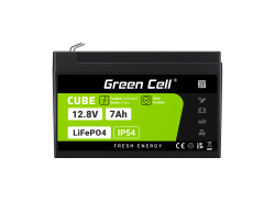 Green Cell CUBE LiFePO4-akku 7Ah 12.8V 89.6Wh Litium-rautafosfaatti UPS:lle, Leluille, Valvontaan, Hälytys, Lelu, CCTV