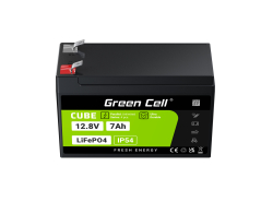 Green Cell CUBE LiFePO4-akku 7Ah 12.8V 89.6Wh Litium-rautafosfaatti UPS:lle, Leluille, Valvontaan, Hälytys, Lelu, CCTV