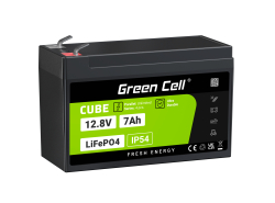 Green Cell CUBE LiFePO4-akku 7Ah 12.8V 89.6Wh Litium-rautafosfaatti UPS:lle, Leluille, Valvontaan, Hälytys, Lelu, CCTV