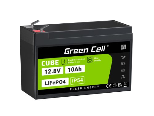 Green Cell CUBE LiFePO4-akku 10Ah 12.8V 128Wh Litium-rautafosfaatti Virtalähteeseen ja hätävalaistukseen, Ohjauspaneelit