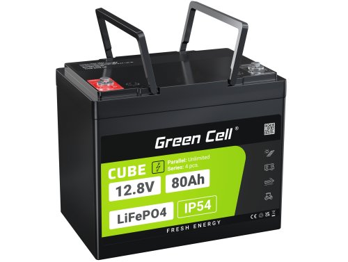 Green Cell CUBE LiFePO4-akku 80Ah 12.8V 1024Wh Litium-rautafosfaatti Asuntovaunuun, Retkeilyyn, Kutra, Matkailuvaunuihin