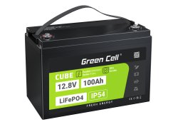 Green Cell CUBE LiFePO4-akku 100Ah 12.8V 1280Wh Litium-rautafosfaatti Purjeveneisiin, Aurinkosähköihin, Matkailuvaunuihin