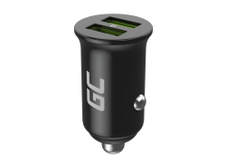 Green Cell Autolaturi USB PowerRide Nano36, 2x USB-A, 36W jossa on Ultra Charge -pikalataus + LED Kaapeli Lightning 120cm