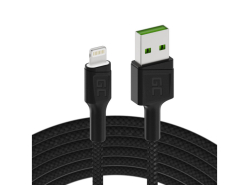 Green Cell Autolaturi USB PowerRide Nano36, 2x USB-A, 36W jossa on Ultra Charge -pikalataus + LED Kaapeli Lightning 120cm