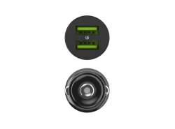 Green Cell Autolaturi USB PowerRide Nano36, 2x USB-A, 36W jossa on Ultra Charge -pikalataus + LED Kaapeli Lightning 120cm