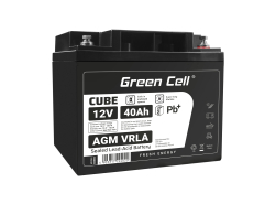 Green Cell CUBE AGM IP54 VRLA 12V 40Ah huoltovapaa akku lyijyakku Unbemann Caravan aurinkosähköpyörätuolin aurinkoakku