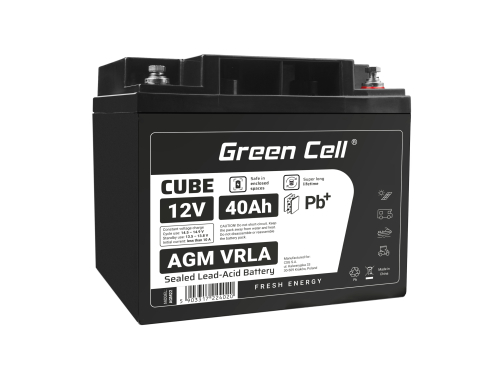 Green Cell CUBE AGM IP54 VRLA 12V 40Ah huoltovapaa akku lyijyakku Unbemann Caravan aurinkosähköpyörätuolin aurinkoakku