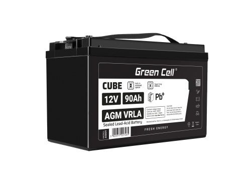 Green Cell CUBE AGM IP54 VRLA 12V 90Ah huoltovapaa akku Campervan aurinkosähköveneen aurinkopaneeleihin