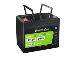 Akku Lithium-Eisen-Phosphat LiFePO4 Green Cell 12V 12.8V 80Ah für Photovoltaikanlage, Wohnmobile und Boote