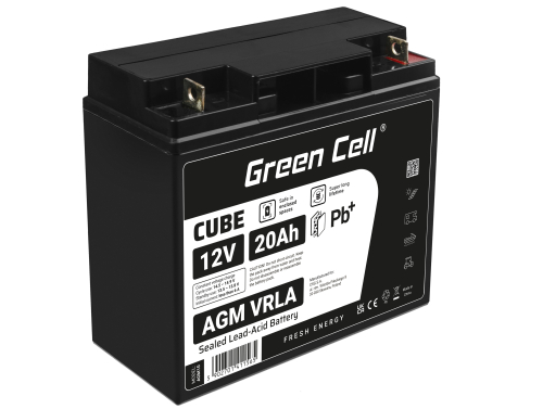 Green Cell AGM VRLA 12V 20Ah huoltovapaa akku ruohonleikkuriin, skootteriin, veneeseen, pyörätuoliin, retkeilyyn