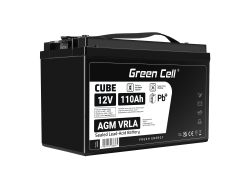 Green Cell® AGM VRLA 12V 110Ah huoltovapaa akku matkailuauton aurinkosähköveneeseen, aurinkopaneelit