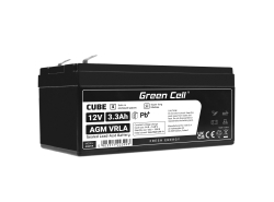 Green Cell® AGM VRLA 12V 3.3Ah huoltovapaa akku hälytysjärjestelmään, kassakoneeseen, leluihin, leluautoihin, sairaalavaunuun