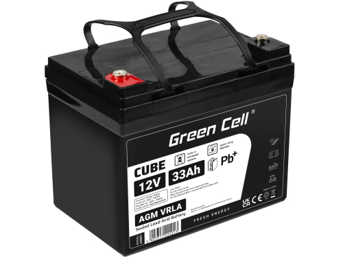 Green Cell® AGM VRLA 12V 33Ah huoltovapaa akku pyörätuolin veneskootterin ruohonleikkuriin