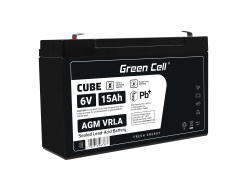 AGM GEL Batterie 6V 15Ah Blei Akku Green Cell Wartungsfreie für Alarm und Beleuchtung