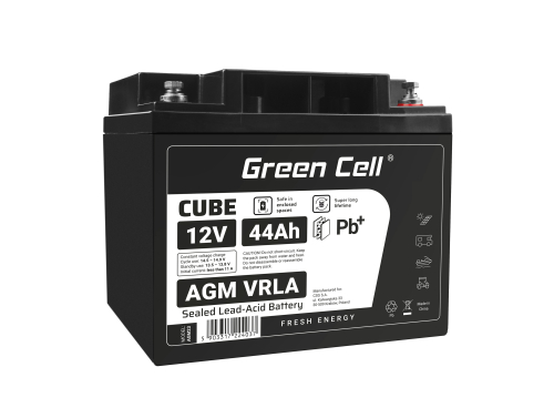 Green Cell® AGM VRLA 12V 44Ah huoltovapaa akku ruohonleikkuriin, skootteriin, veneeseen, pyörätuoliin, golfkärryyn