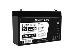 Green Cell® AGM VRLA 6V 7,2Ah huoltovapaa akku hälytysjärjestelmään, kassakoneeseen, leluihin, UPS:iin, hätävirtalähteeseen