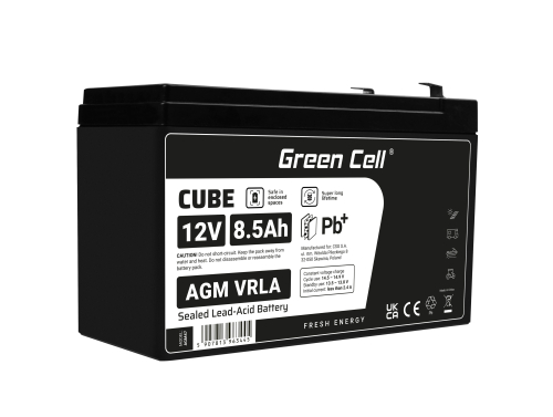 Green Cell® AGM VRLA 12V 8.5Ah huoltovapaa akku hälytysjärjestelmään, kassakoneeseen, leluihin, UPS:iin