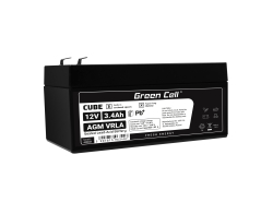 Green Cell® AGM VRLA 12V 3.4Ah huoltovapaa akku lelukassan hälytysjärjestelmään