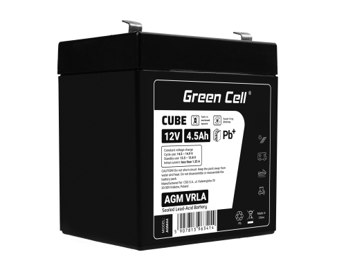 Green Cell® AGM VRLA 12V 4.5Ah huoltovapaa akku UPS:lle UPS:lle keskeytymättömät virtalähteet